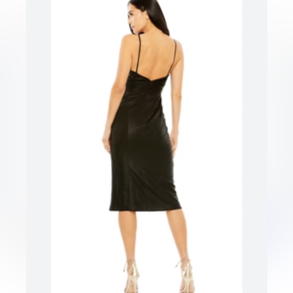 Mac Duggal Black V-Neck Midi Slip Dress - Picture 2 of 16